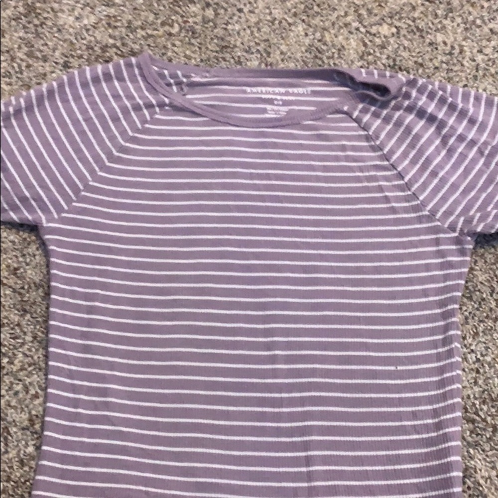 purple white striped shorts